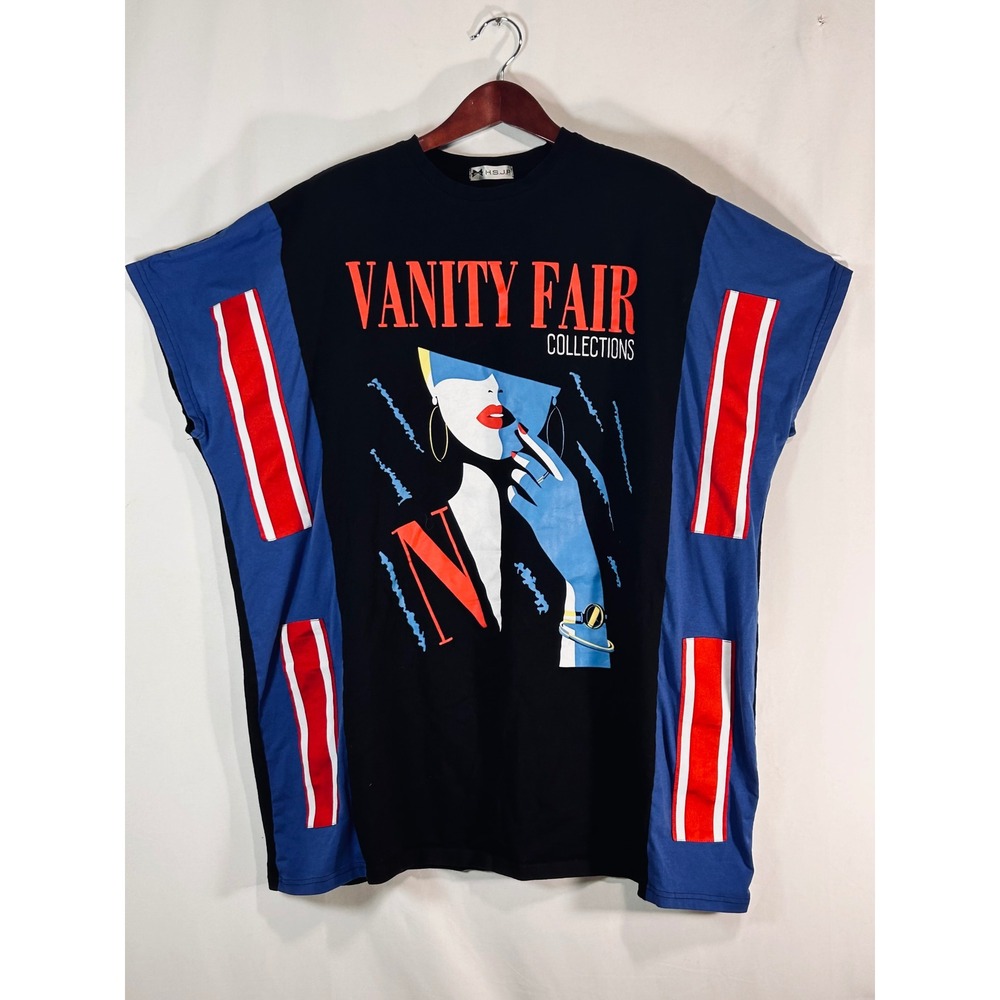 HSJP Vanity Fair Collections Graphic Tee Oversized Colorblock Art Shirt Black OS